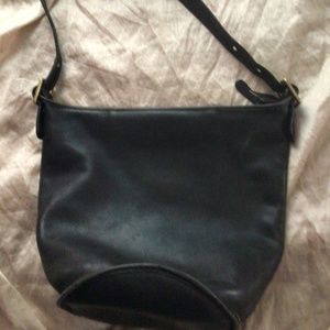 Coach black leather bucket purse
